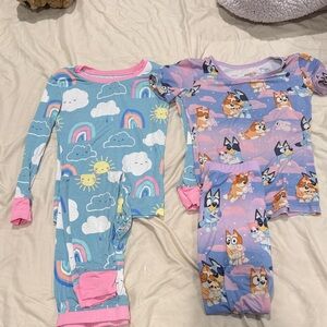 Little Sleepies Pajama Set Bundle Rainbow Clouds + Bluey